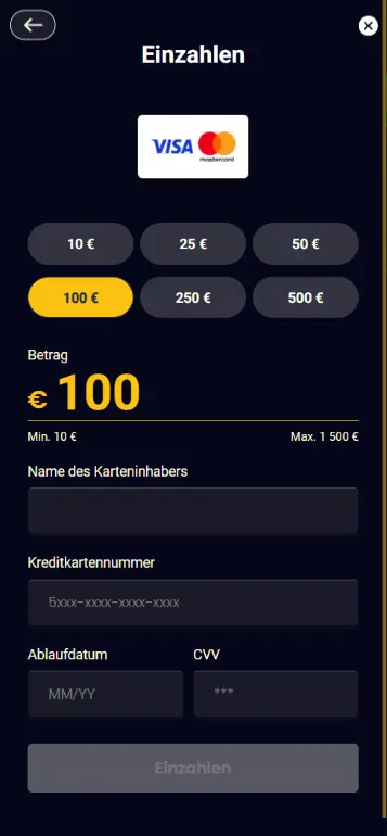 Einzahlung in EUR im deutschen Casino tätigen
