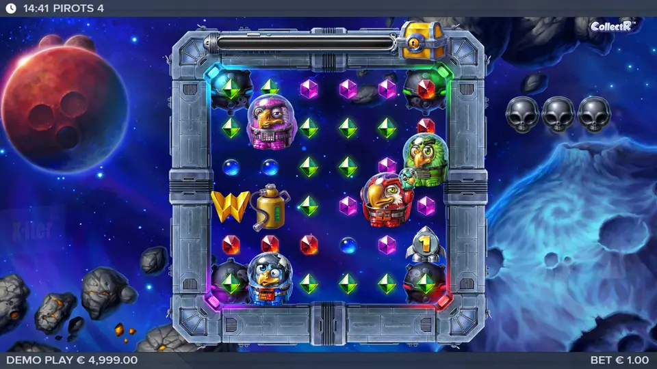 Pirots 4 Inferno Coin Game – 9×9-Raster mit vier Vögeln und Fire Minions